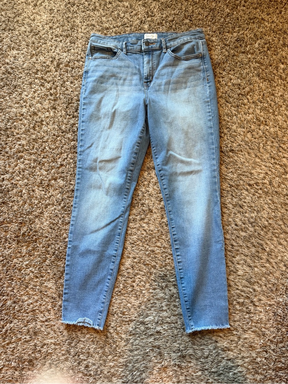 Jessica Simpson High Rise Skinny Ankle Jeans Size 10/30 Blue Wash Raw Hem